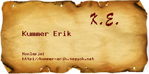 Kummer Erik névjegykártya
